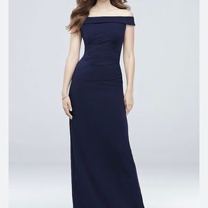 David’s bridal off-the-shoulder crepe ruched dress